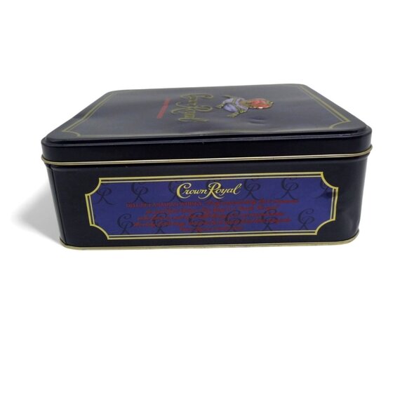 CROWN ROYAL Canadian Whisky Square Tin Box Barware Decor Vintage - Picture 5 of 8